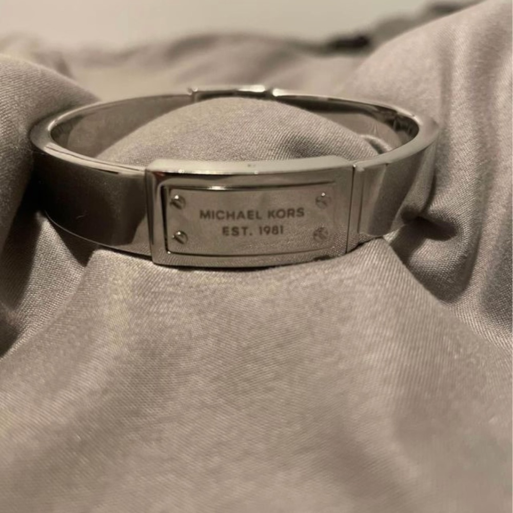 Michael Kors Silver Tone Logo Bangle